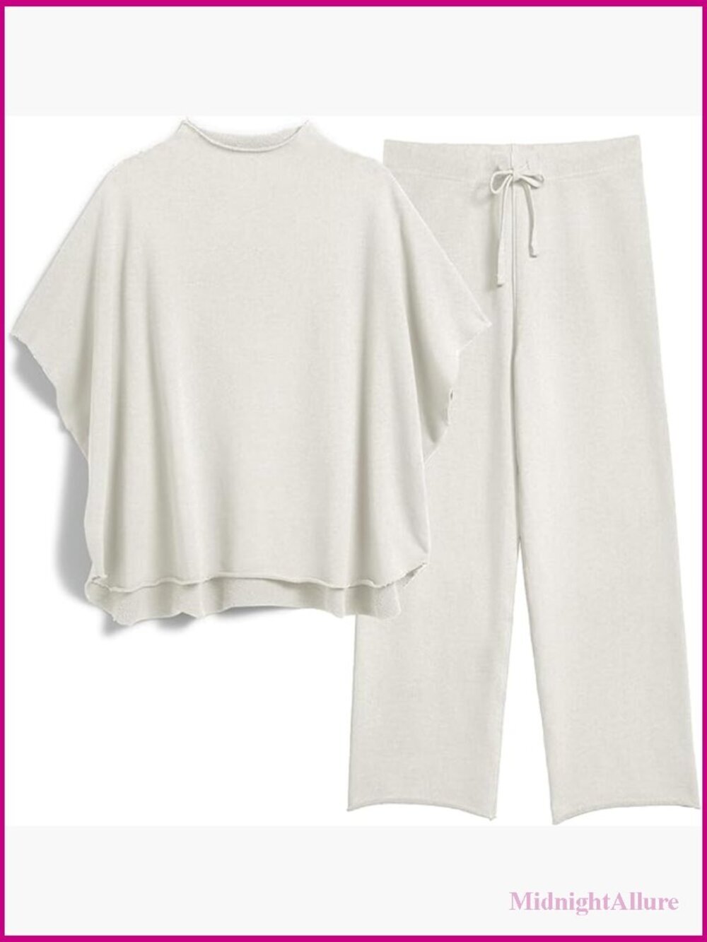 Women's Two Piece Lounge Set 3/4 Batwing Sleeve Top Wide Leg Pants